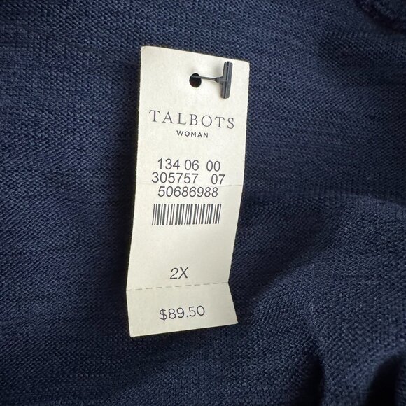 Talbots Dress Womens 2X Blue V-Neck Polyester Spandex Casual NWT DR-1789 - Picture 5 of 7